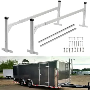 OUTPRIZE Aluminum Trailer Ladder Rack, 6FT to 9FT Adjustable Trailer Roof Ladder Rack for Universal Enclosed and Open Trailers, 400 lbs Capacity, Silver