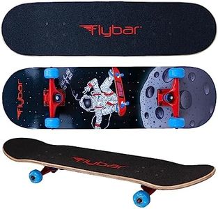Flybar Complete Skateboard for Beginners – 31 Inch Kids Skateboard, 7 Ply Maple Wood Concave Double Kick Skateboard Deck, Lightweight, Non-Slip, for Boys and Girls, Ages 6 and Up Space