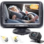 Baby Car Camera Easy Install: Eye Protection Clear Night Vision 360° Rotation Rear Facing Baby Car Mirror for 2 Kids HD 1080P 150° Wide View Stability Backseat Camera with Monitor -Rohent N06