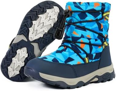 PolarPals Boys Girls Snow Boots Waterproof Slip Resistant Outdoor Winter Shoes for Toddler Little Kids (Blue,7.5)