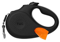 TUG Oval 360° Tangle-Free Retractable Dog Lead with Integrated Waste Bag Dispenser (Small, Black)