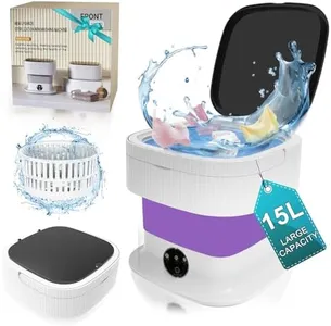 15L Portable Washing Machine Foldable, Mini Washer with Spin Dryer, Small Compact Luandry Washer, Collapsible lavadora Portatil for Socks, Underwear, Travel, Camping, Apartments, Purple