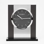 Watching clocks WM. Widdop Black Glass and Brushed Aluminium Contemporary Mantel Clock