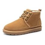 Bruno Marc Men's Winter Snow Boots FuzzyGo Cozy Suede Leather Cold Weather Warm Outdoor Casual Ankle Boots,Size 10.5,Chesnut,SBSB2402M