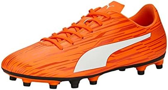 PUMA Men's Rapido Iii Firm, Artificial Ground Soccer Cleats Sneaker, Dragon Fire-puma White-Chili Powder-puma Black, 9