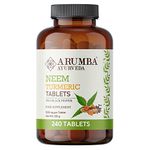 Arumba Ayurveda Neem Turmeric Balls Tablet with Black Pepper 240 nos, Made with Pure Neem Leaf Powder and Turmeric Root Powder