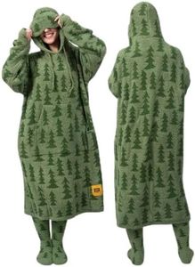 Big Blanket Co Premier Plush Hoodie Evergreen Dream | Ultra-Soft Wearable Blanket | Plush Sherpa-Lined Hoodie Blanket | One Size Fits All