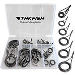 thkfish Rod Repair Kit Rod Tip Repair Kit Ceramics Tips Stainless Steel Carbon Spinning Rod Guides Fishing Rod Repair Kit 35pcs