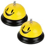 ASelected Counter Bell Calling Bell 2Pcs Reception Service Bell 8.5Cm Desk Bell For Hotels Schools Restaurants Reception Areas Hospitals Kitchen And Bars Yellow