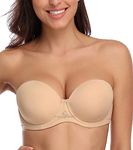 HACI Women's Full Coverage Strapless Bra Plus Size Underwire Multiway Bras(Beige,38C)