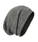 tonten Cashmere Wool Slouchy Beanie for Women and Men, Knitted Winter Ski Cap, White Black, One Size