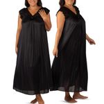 Shadowline Women's Plus-Size Silhouette 53 Inch Short Cap Sleeve Long Gown, Black, 3X