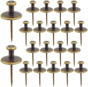 20pcs Double Head Large Push Pins Zinc Alloy Long Pushpin Thumb Tacks Flat Decorative Thumbtacks Push Pins for Cork Board Bulletin Boards Papers Maps Photos Wall, Bronze