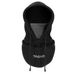 TAGVO Winter Thermal Fleece Balaclavas, Soft & Warm Adjustable Hood Hat Skiing Face Cover Face Mask Neck Warmer Snood Neck Gaiter for Running Skiing Cycling Motorbikes Hiking- Men & Women Black-Grey