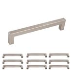 homdiy 10 Pack Brushed Nickel Cabinet Handles 160mm Modern Cabinet Pulls T Bar Stainless Steel Cabinet Pulls Brushed Nickel Drawer Pulls Kitchen Cabinet Handles 6-1/4 inch Hole Center Drawer Handles