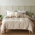 Simple&Opulence French Linen Duvet Cover Set 104"x 92"- 3 Pieces (1 Comforter Cover,2 Pillowcases)-Natural Flax Cotton Blend-Solid Color Breathable Farmhouse Bedding-Linen/Beige, King