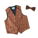 Epoint EGE2B01D-M Red Gold Patterns Microfiber Tuxedo Vest Pre-tied Bow Tie Set Infinity For Wedding