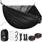 NATUREFUN Travel Bug Net Camping Hammock | 300kg Load Capacity,(290 x 140 cm) Breathable,Quick-drying Parachute Nylon | 4 x Premium Carabiners,3 x Nylon Slings,2 guyline ropes,2 ground nails Included