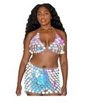 Fstrend Women Festival Sequins Body Chain Outfit Chains Bra Top Skirts Set Rave edm Party Music Halloween Accessories, Medium, acrylic, no gemstone