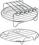 HSimple Air Fryer Rack XL Air Fryer Accessories Set Of 2, Double Layer Rack with Skewer, Stackable Metal Holder