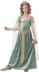 California Girl's Queen Guinevere Medieval Costume, Green/Beige, Medium