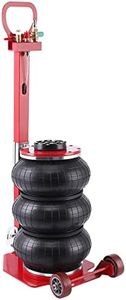 MERXENG Portable Pneumatic Jack 3T/6600lbs Triple Bag Air Jack Fast Lifting Pneumatic Car Repair with Long Adjustment Hand, Lifting Height Up to 15.75 Inch（Red）