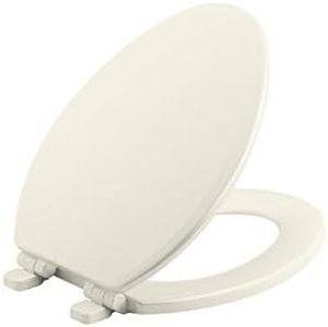 KOHLER 20454-96 Ridgewood Quiet-Close Elongated Toilet Seat, Slow Close, Grip Tight Bumpers and Installation Hardware, Biscuit