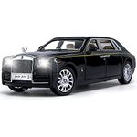 EROCK Upgrade Version -Exquisite car Model 1/24 Rolls-Royce Phantom Model Car,Zinc Alloy Pull Back Toy car with Sound and Light for Kids Boy Girl Gift. (Black-Black)