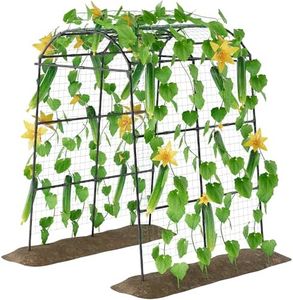 Miory Garden Arch Trellis for Climbing Plants Outdoor, Metal Plants Support Trellis for Climbing Vine Tomato Vegetable Flower Fruit, Cucumber Trellis for Raised Bed (71 x 81 Inch)