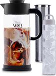 XOQ Cold Brew Coffee Maker + Chiller Kit + 50oz/1.5L Glass Cold Brew Maker - Iced Coffee Maker & Ice Tea Maker - Large Iced Coffee Pitcher for Fridge with Removable Stainless Steel Brewer Filter