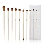 Jessup Precision Makeup Brushes 10Pcs Eye Makeup Brush Set Premium Synthetic Eyeshadow Concealer Eyeliner Eyebrow Blending Highlight Brush, Light Grey T330