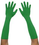 Seeksmile Adult Spandex Elbow Length Costume Gloves, Green, Free Size