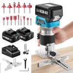 Avhrit Cordless Compact Wood Router, 21V Wood Router Tool with 2PCS 4.0Ah Batteries, Brushless Portable Handheld Palm Routers for Woodworking, Wood Trimmer Cutting with 15 Pieces 1/4" Router Bits Set