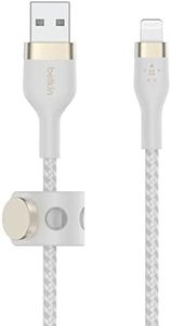 Belkin BoostCharge Pro Flex Braided USB A to Lightning Cable 2M/6.6FT - MFi Certified 20W Power Delivery iPhone Charger Cord - Apple Charger USB A Cable - Fast Charging - iPhone 14, iPhone 13 - White