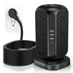 15 ft Long Extension Cord Power Bar Tower, AOFO Surge Protector Power Bar 12 Outlets 4 USB Ports, Charging Tower Overload Protection with Multiple Outlets for Home Office