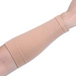 20LY 1 Pair Stretchy Forearm Compression Sleeves Arms Warm Tattoo Cover Up Sun Protection Cycling Sleeves Men Women ((Beige, M)