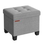 SONGMICS Storage Ottoman, Bedroom Bench with Storage, Foot Stool, 12.6 x 15.8 x 13.2 Inches, Dove Gray ULSF012G02