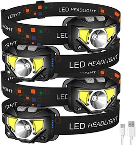 LHKNL Headlamp Flashlight,4-Pack 1200 Lumen Ultra-Light Bright LED Rechargeable Headlight with White Red Light,Waterproof Motion Sensor Head Lamp,8 Mode for Outdoor Camping Running Cycling Fishing