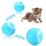 Interactive Cat Ball, Self Moving Cat Ball Toy, Cat Rolling Ball with LED Flash Light, 2 Modes Bouncy Rubber Rolling Ball Toys, Funny Interactive Pet Toys for Kitty Kitten to Excercise Chase