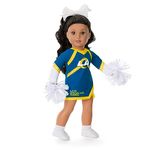 American Girl Los Angeles Rams Cheer Uniform 18 inch Doll Clothes with Pom Poms, Blue and Yellow, 5 pcs, Ages 6+