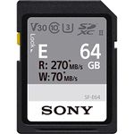 Sony 64GB SF-E Series UHS-II U3 V30 SDHC Digital Memory Card - Read 270MB/S Write 70MB/sSFE64