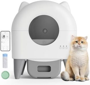 The Fellie Self Cleaning Cat Litter Box, Automatic Cat Litter Tray for Multiple Cats, APP Control, Robot Litter Tray with Garbage Bags, Odor Control Safety Protection, Removable Washable Liner