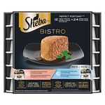 SHEBA Bistro Perfect PORTIONS Cat Food Wet Adult, Paté Gourmet Salmon & Chicken and Savoury Salmon & Tuna Entrée Variety Pack, Black, 75.00 g (Pack of 12)