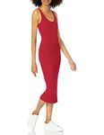 Enza Costa Women's Stretch Silk Rib Tank Midi Dress, Fuchsia Red, X-Small