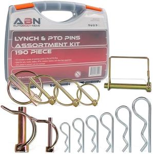 ABN Hardware Pins 190 Piece Assortment - Spring Clips Linchpins - Square and Double Pins - Retaining Clip Hairpins for Boats, Bikes, Tractors, and Trailer Locks