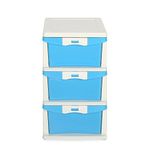 Nilkamal Chests of 3 Drawers CHTR23NT |Multi-Purpose Storage Organizer For Kids, School,And Home| Easy Assembly |Blue And Cream Colour