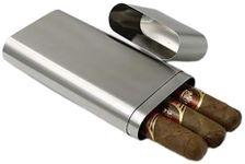 CNFLASK Stainless Steel 3-Finger Cigar Case Three-Fingers Cigar Tube Pocket 3 Cigar Holder (Brushed)