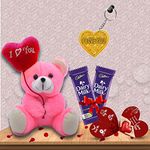 AWANI TRENDS Heart Shape Gift Box with Teddy & Beautiful Valentine Gift for Boyfriend, Couple, Valentines, Anniversary, Birthday Gift Set Love (Pink) with Greeting Card and Keychain 001