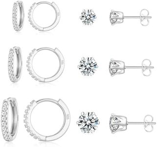 Huggie Hoop and Stud Earrings Set 14K Gold Plated 925 Sterling Silver Post Cartilage Piercing Earrings Gold Stud Earrings Set Women/Men