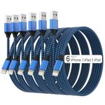 Lightning Cable iPhone Charger 6PACK-3/3/6/6/6/10 FT Apple MFi Certified Lightning Nylon Braided Cable Fast Charging Cord Compatible with iPhone 14 13 12 11 Pro Max XR XS X 8 7 6 Plus SE iPad and More